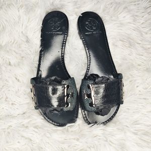 Tory Burch Gail Lizard Stingray Embossed Sandals